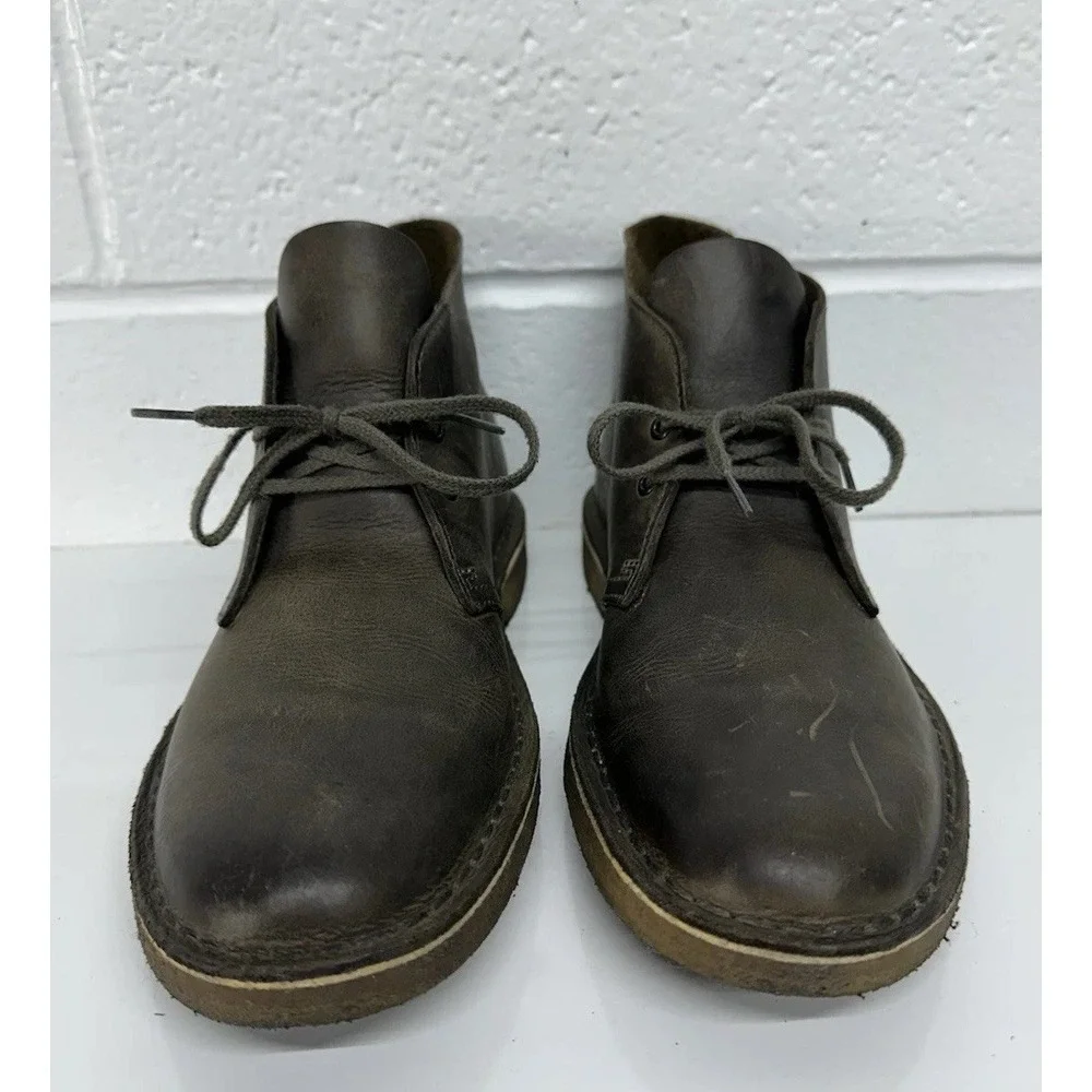 Clarks Bushacre 2 Mens Dark Brown Leather Round Toe Chukka Boots Size 8.5 M Used